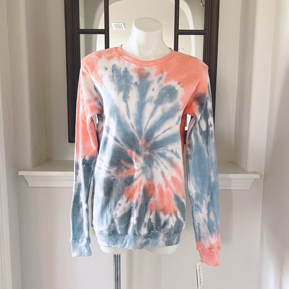Dreamsicle Sweatshirt Tie Dye Cozy Cotton Blend Loungewear Mango Surf Size S NWT - Picture 3 of 10